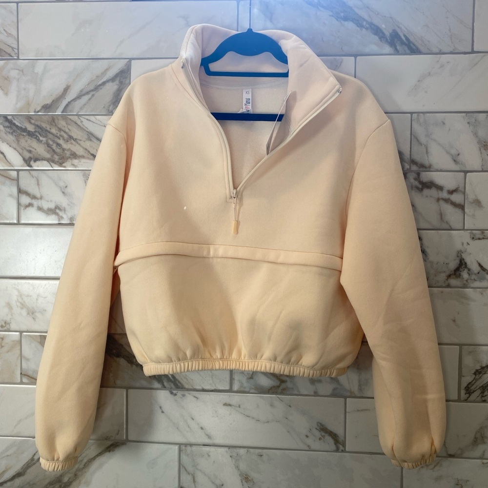 Latched Mama Light Cream Half-Zip Hoodie